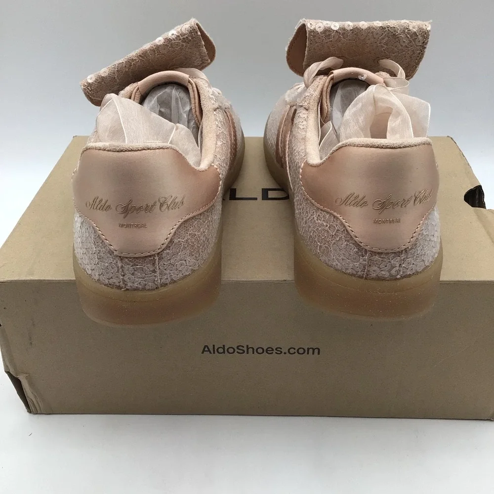 ALDO‎ ITSneaker Sport Club Women Lace Sequin Sneakers Rose Gold Size 9 NEW